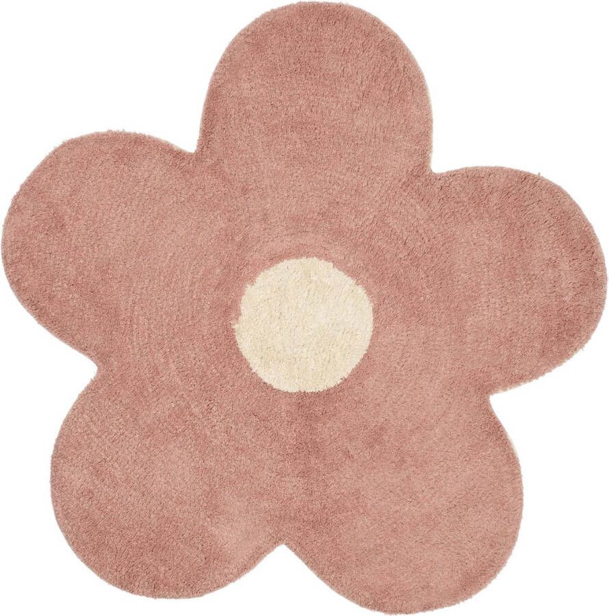 Prénatal Vloerkleed Kinderkamer Rond Bloemvorm Vloerkleed Babykamer Roze ø 95 cm