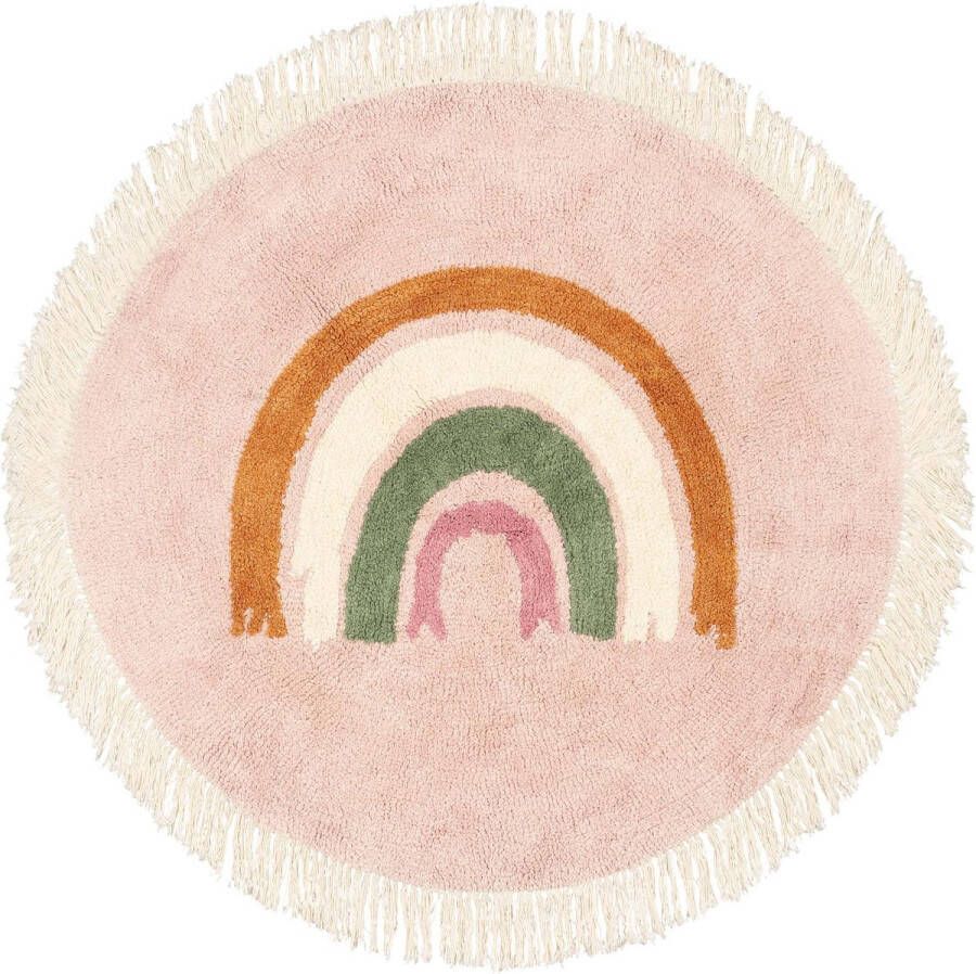 Prénatal Prenatal rond vloerkleed regenboog Voor Kinderkamer Babykamer Roze Ø 100 cm