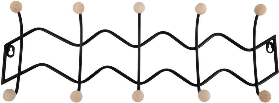 Present Time Kapstok Double Zig Zag Zwart 61x6.5x20cm Scandinavisch