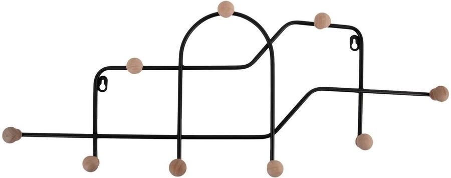 Present Time Kapstok Mace Mat Zwart 71x4x27cm Modern