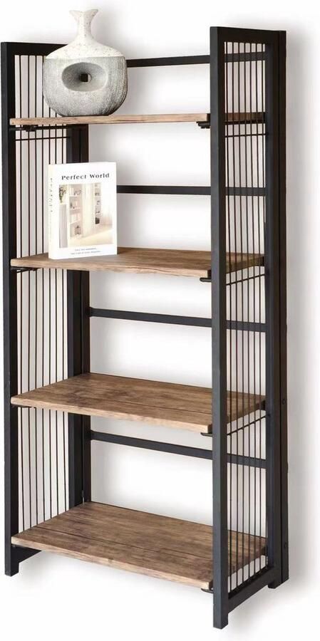 PrettyCoolTradings Industriële Boekenkast Hout & Metaal Kast Opbergkast Opbergrek Boekenrek Boekenplank - Foto 3