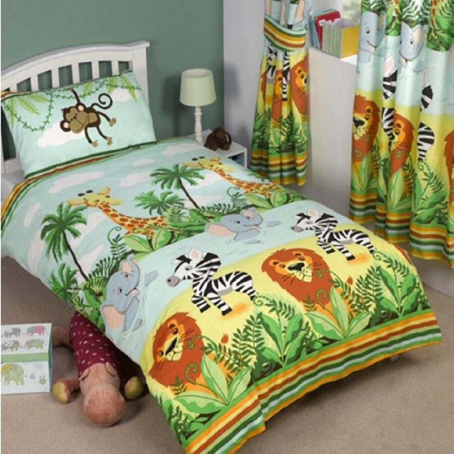 PriceRightHome Jungle Oerwoud Peuterbed dekbedovertrek 120 x 150 cm. Wilde Dieren Dekbed