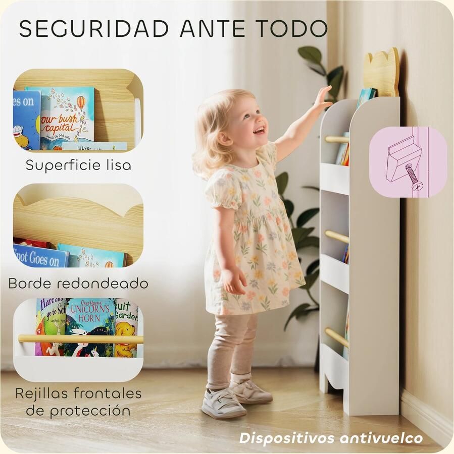 Primaro Kinderboekenkast 3-laags Kinderboekenkast met Natuurlijk Beer ontwerp – Boekenkast voor Kinderen Praktisch en Speels voor Kinderen - Foto 2