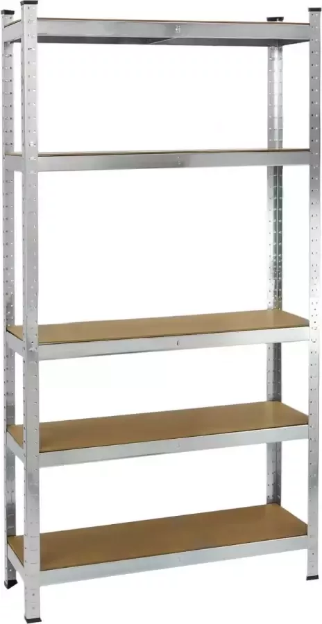 Primematik Gegalvaniseerde metalen plank voor opslag van 5 houten planken 90x40x180 cm