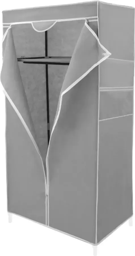 Primematik Kledingkast kast uitneembare stoffen kledingkast 70 x 45 x 155 cm grijs