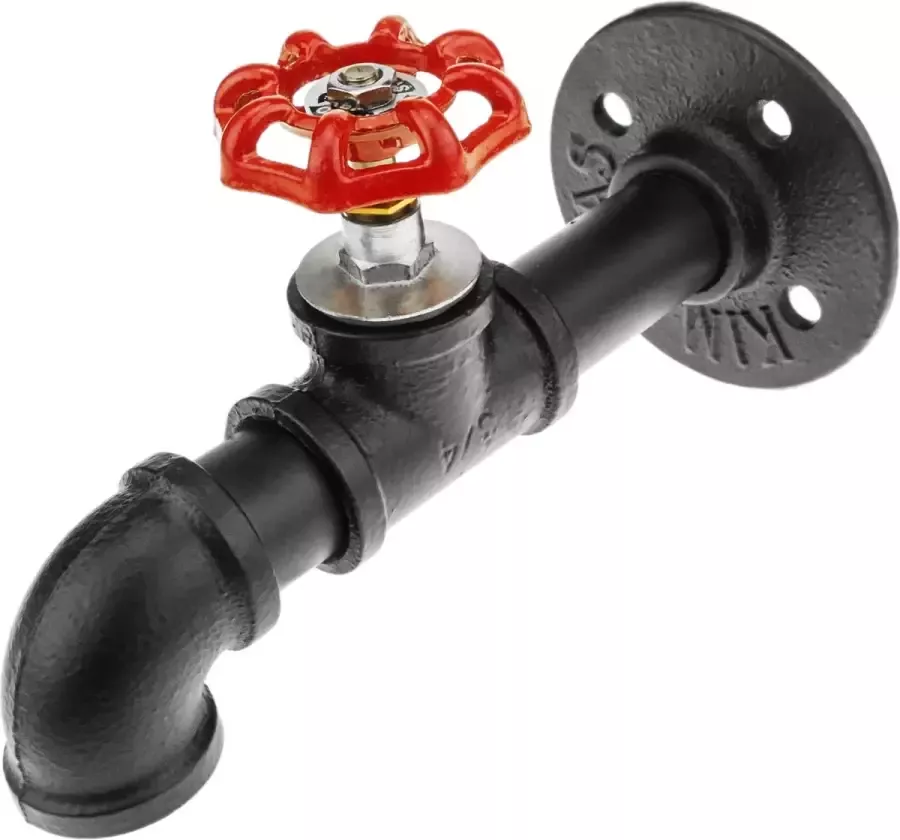 Primematik Stalen kapstok 1 haak. Kleerhanger en buis handdoekenrek met industriële kraan