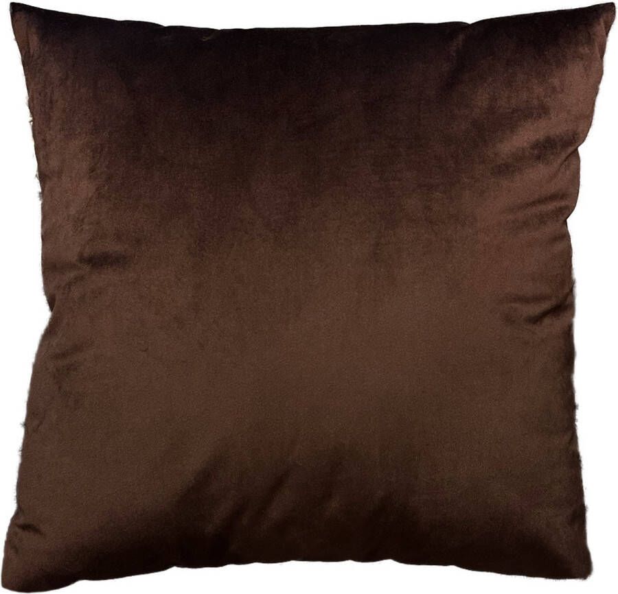 Prinsenhof Home Sierkussen chocolade bruin effen 45x45 cm zachte stof polyester De Prinsenhof binnen kussen bank kussen