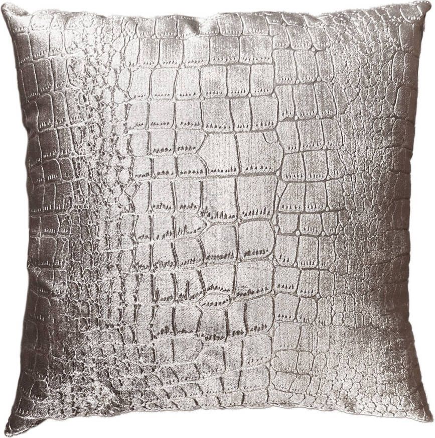 Prinsenhof Home Sierkussen zilver kroko Dierenprint krokodil 45x45 De Prinsenhof binnen kussen bank kussen
