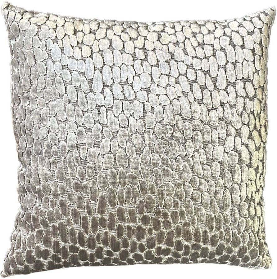 Prinsenhof Home Sierkussen zilver metallic stone 45x45 De Prinsenhof bank kussen comfort