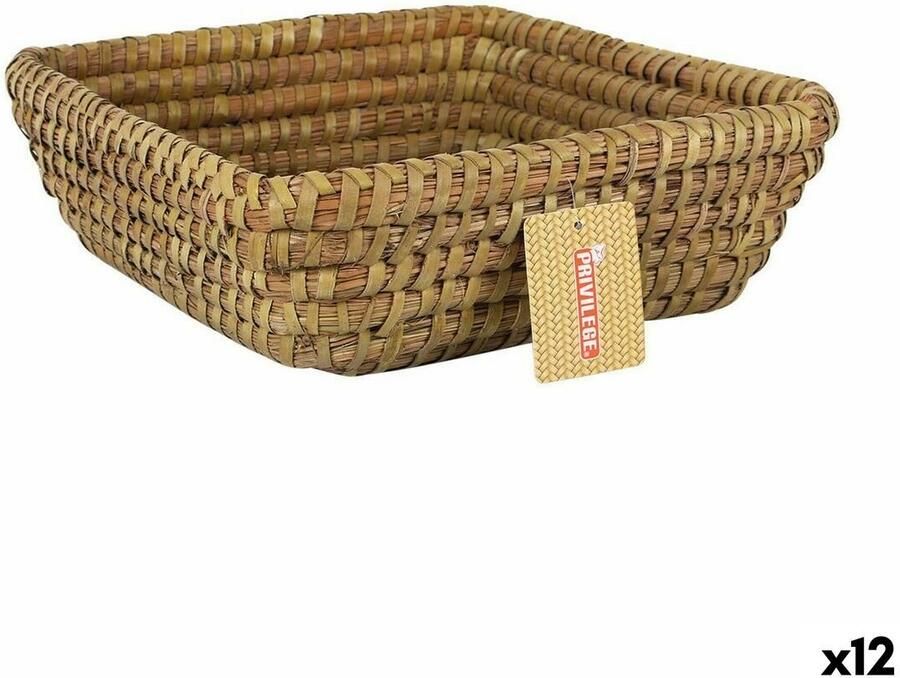 Privilege Veelzijdige mand Korne Bruin vlechtwerk Vierkant 27 x 27 x 9 cm (12 Stuks)