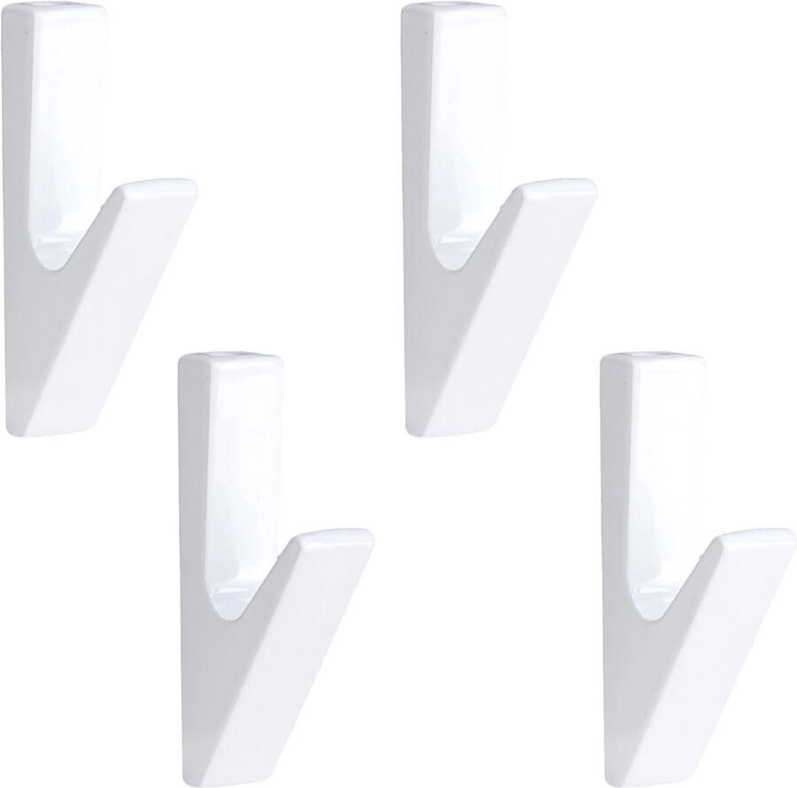 Prmape 4-delige kapstokhakenset matte kapstokhaken witte akoestische paneelkapstokhaken wandkapstokhaken van aluminiumlegering wandkapstokhaken voor badkamers keukens hallen gangen woonkamers slaapkamers (max. 25 kg)