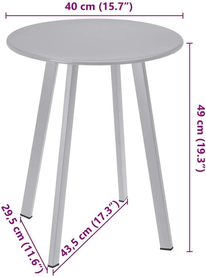 Pro Garden ProGarden Bijzettafel 40x49 cm matgrijs - Foto 2