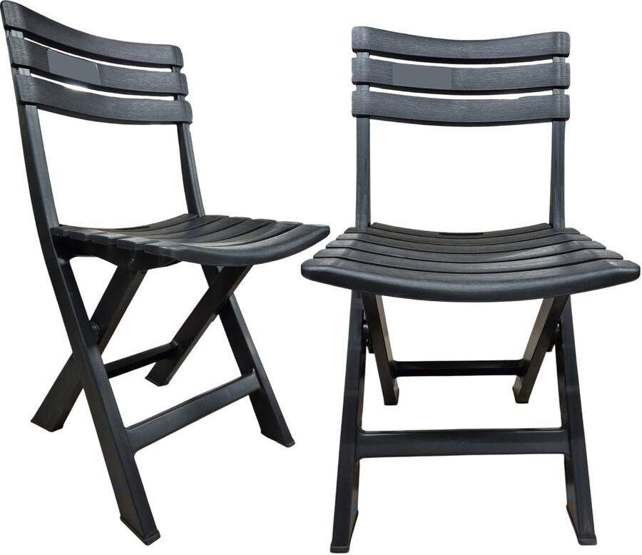 Pro Garden Progarden Klapstoel voor buiten binnen 4x antraciet 41 x 78 cm stevig kunststof Bijzet stoelen Klapstoelen