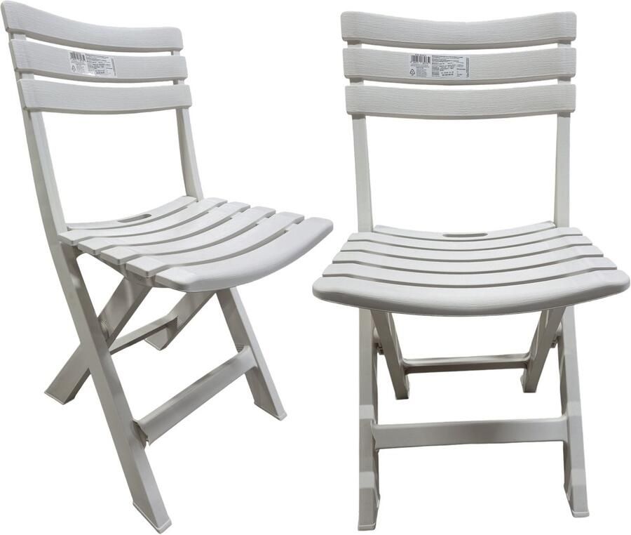 Pro Garden Progarden Klapstoel voor buiten binnen 2x ivoor wit 41 x 78 cm stevig kunststof Bijzet stoelen Klapstoelen