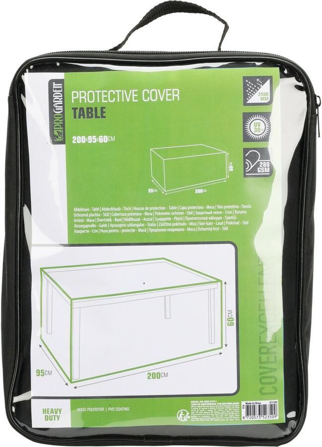 Pro Garden Tafelhoes zwart polyester 200 x 95 x 60 cm waterdicht rechthoekig