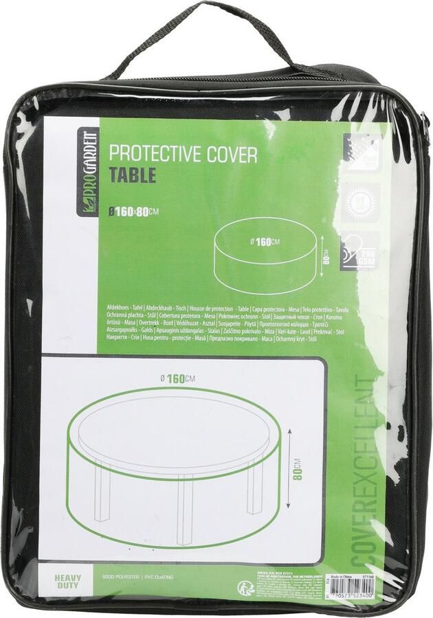 Pro Garden Tafelhoes zwart polyester D160 x 80 cm waterdicht ronde hoes