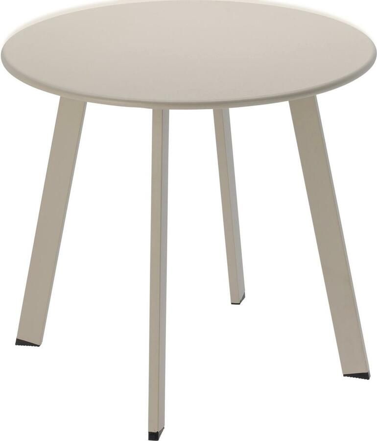 Pro Garden Tuin bijzettafeltje beige metaal Dia 50 cm rond koffietafel tuinset tafel