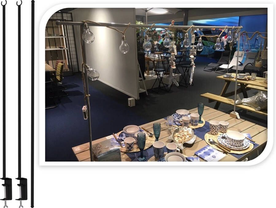 Pro Garden Progarden Tafelklem 3-delig Staal Zwart Verstelbaar 135-250 cm Hoogte 100 cm