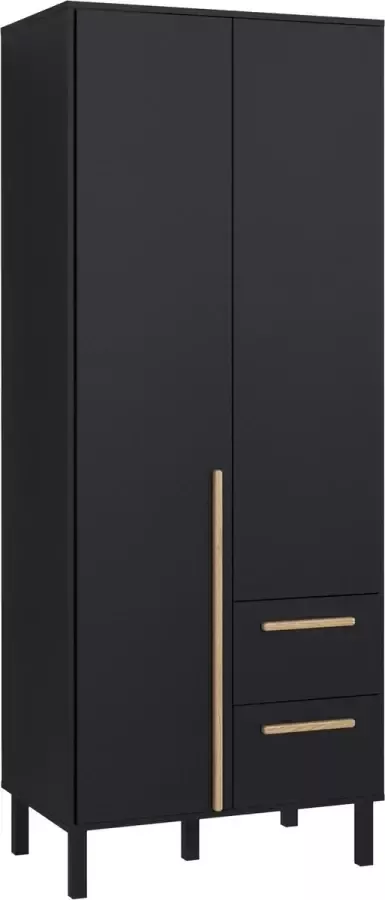 Promeubels Pro-meubels Kledingkast Alvin 2 Zwart mat Eiken 81cm Garderobekast