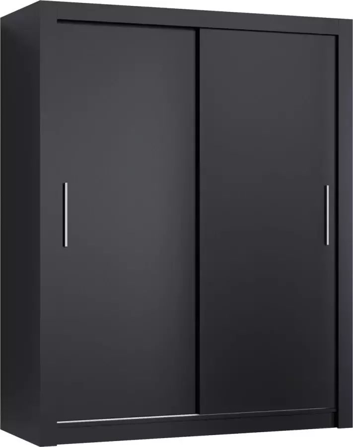 Pro-meubels Kledingkast Miami 160cm Zwart mat Garderobekast Slaapkamer Schuifdeur