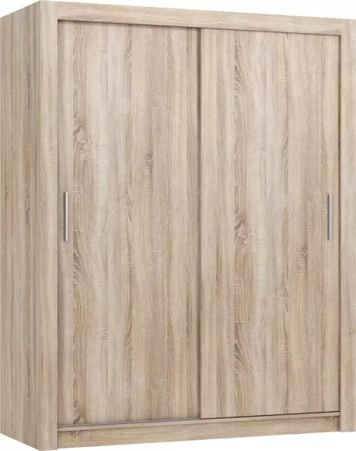 Pro-meubels Kledingkast Miami Garderobekast Licht eiken 160cm Slaapkamer Schuifdeur
