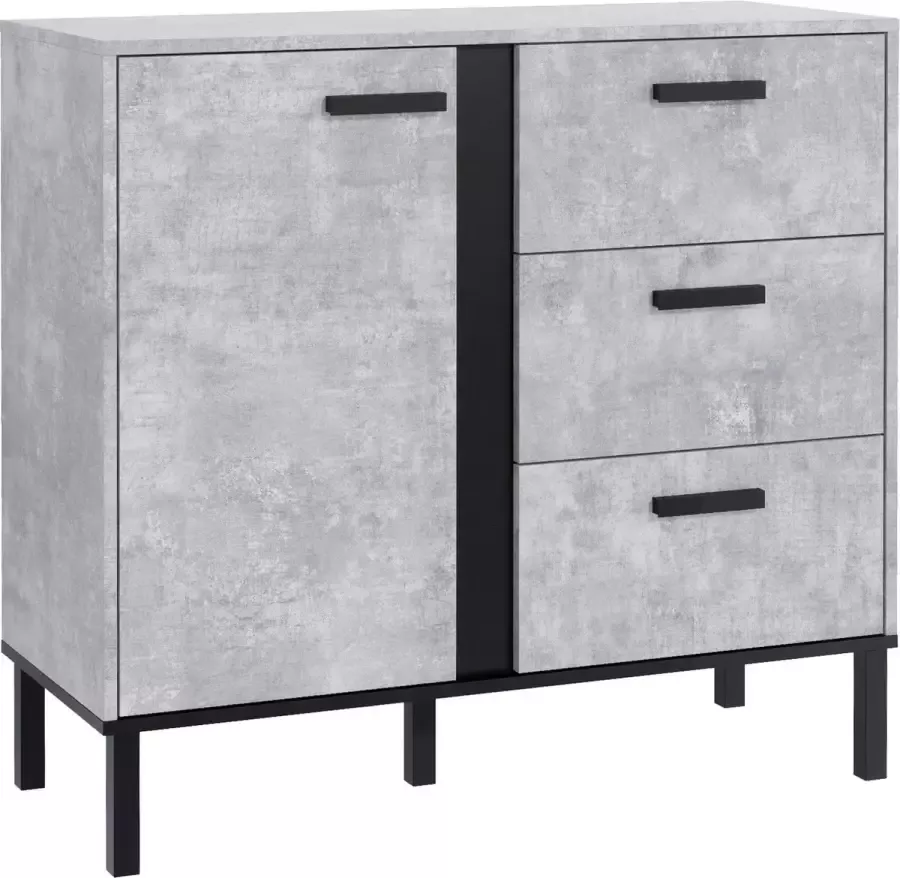 Pro-meubels Ladekast Brest- Beton Zwart mat 100cm Dressoir Commode Kast