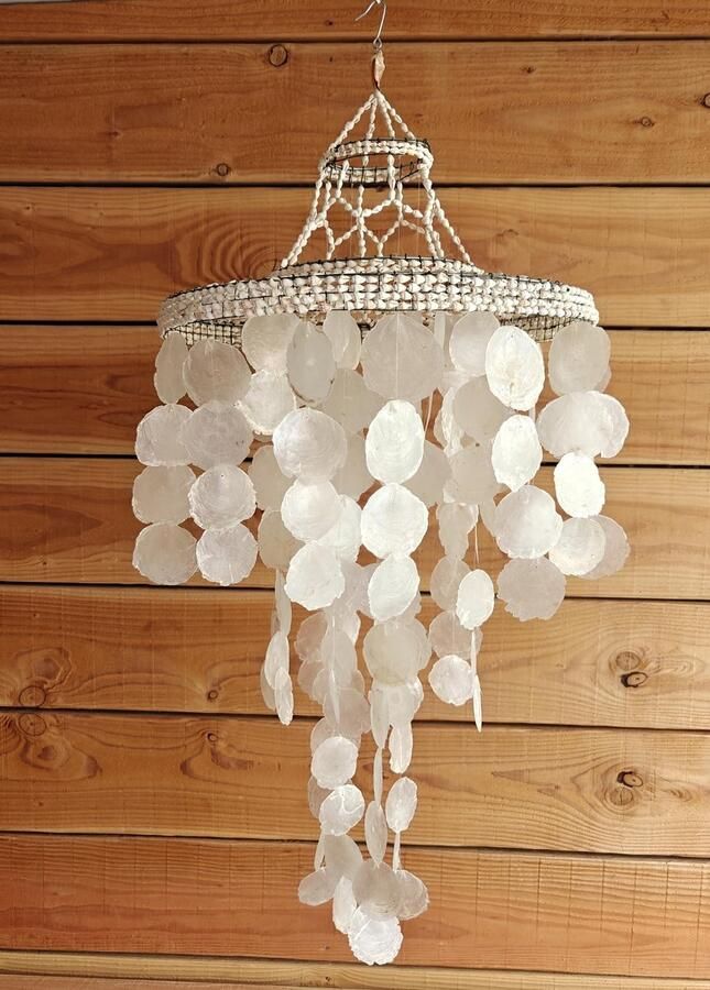 Product Import Holland schelpenhanger Capiz 90CM! lamp hanglamp capiz schelpen lamp parelmoer lamp natuurlijke lamp schelpen schelp decoratiebohemian lamp handgemaakte lamp luxe hanglamp tropische lamp moderne hanglamp schelpen hanglamp