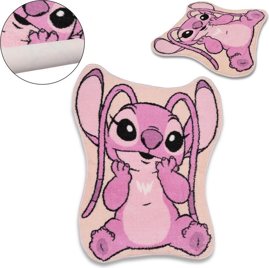 PRODUKT Disney Stitch en Angel tapijt roze 60x80 cm vloerkleed voor een meisjeskamer