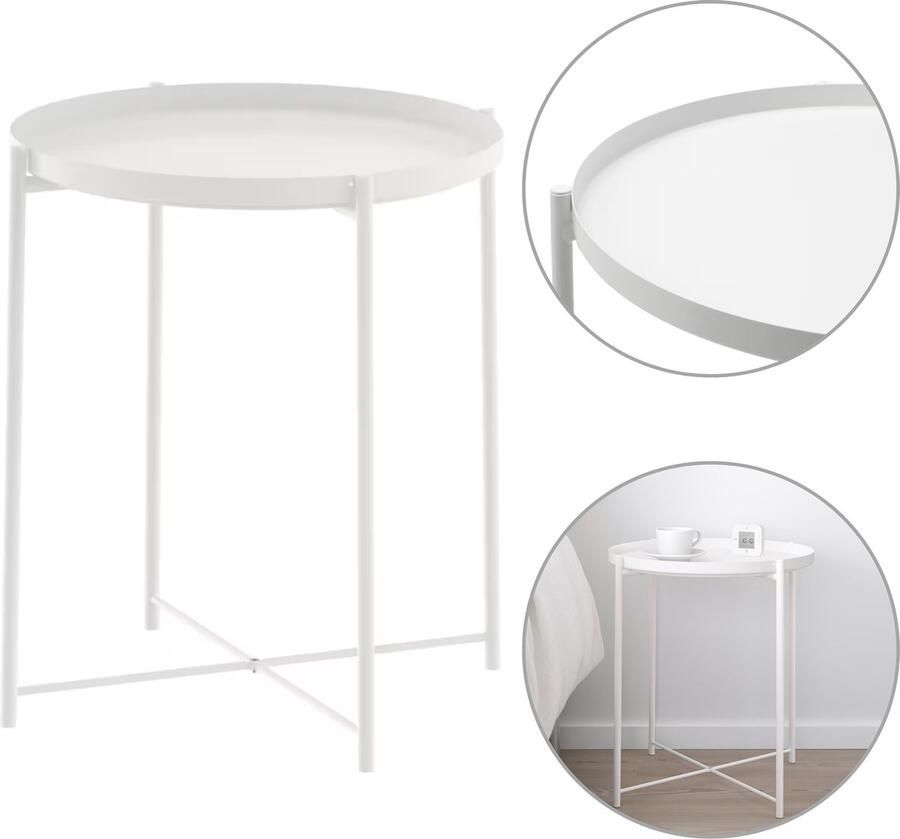 PRODUKT GLADOM Tafel met dienblad wit45x53 cm