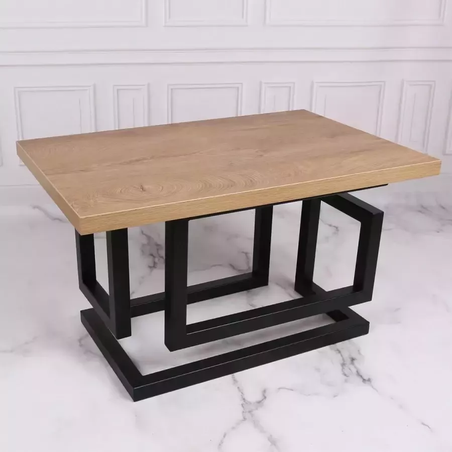 PRODUKT Salontafel in loftstijl met een blad in de kleur van goudkleurig eikenhout