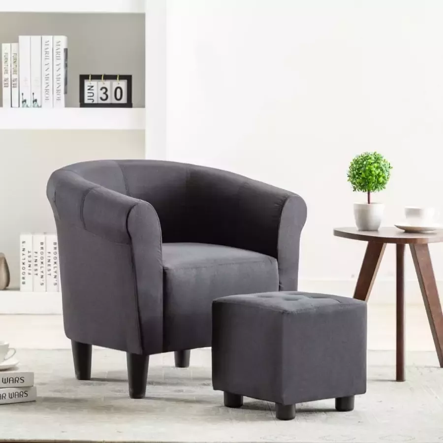 Prolenta Premium 2-delige Fauteuilset met hocker stof zwart