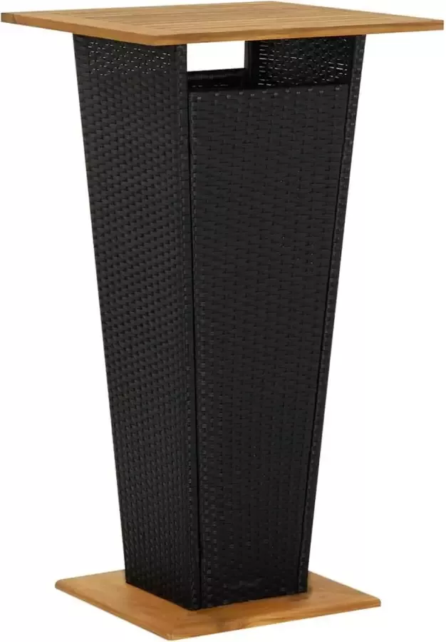 Prolenta Premium Bartafel 60x60x110 cm poly rattan en massief acaciahout zwart