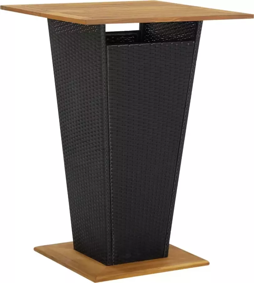 Prolenta Premium Bartafel 80x80x110 cm poly rattan en massief acaciahout zwart