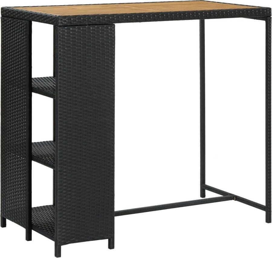 Prolenta Premium Bartafel met opbergrek 120x60x110 cm poly rattan zwart