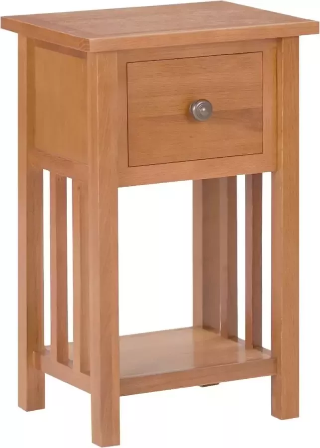 Prolenta Premium Bijzettafel met lade 35x27x55 cm massief eikenhout
