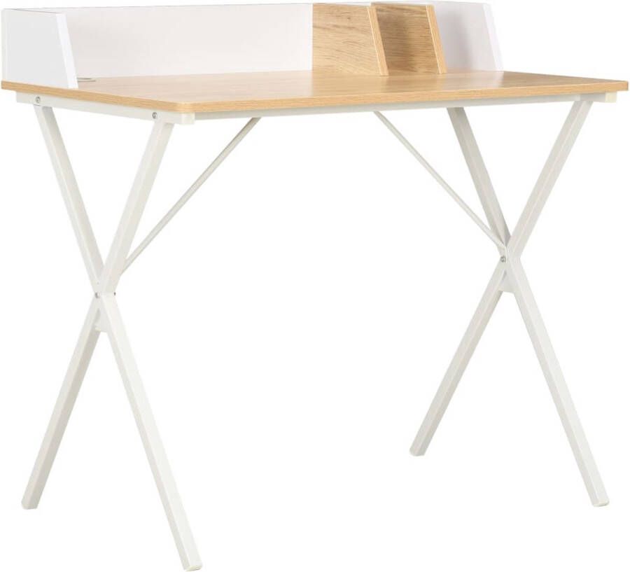 Prolenta Premium Bureau 80x50x84 cm wit en natuurlijk