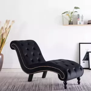 Prolenta Premium Chaise longue fluweel zwart