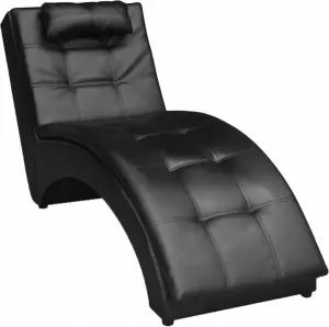 Prolenta Premium Chaise longue met kussen kunstleer zwart
