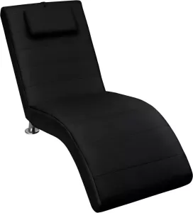 Prolenta Premium Chaise longue met kussen kunstleer zwart