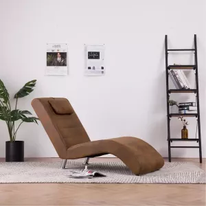 Prolenta Premium Chaise longue met kussen kunstsuède bruin