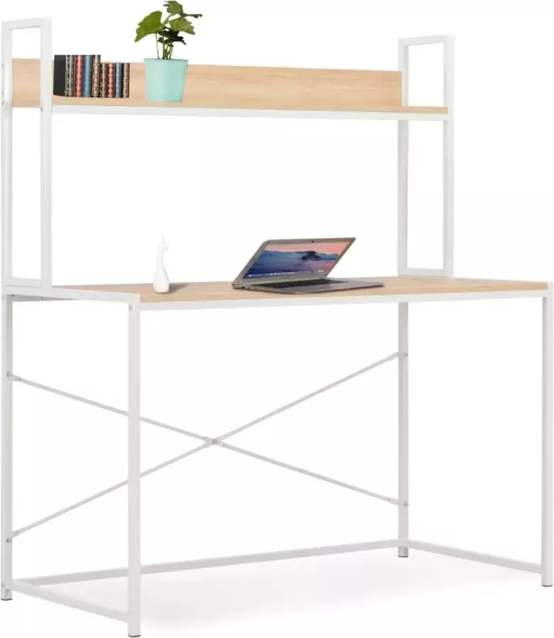 Prolenta Premium Computerbureau 120x60x138 cm wit en eikenkleurig