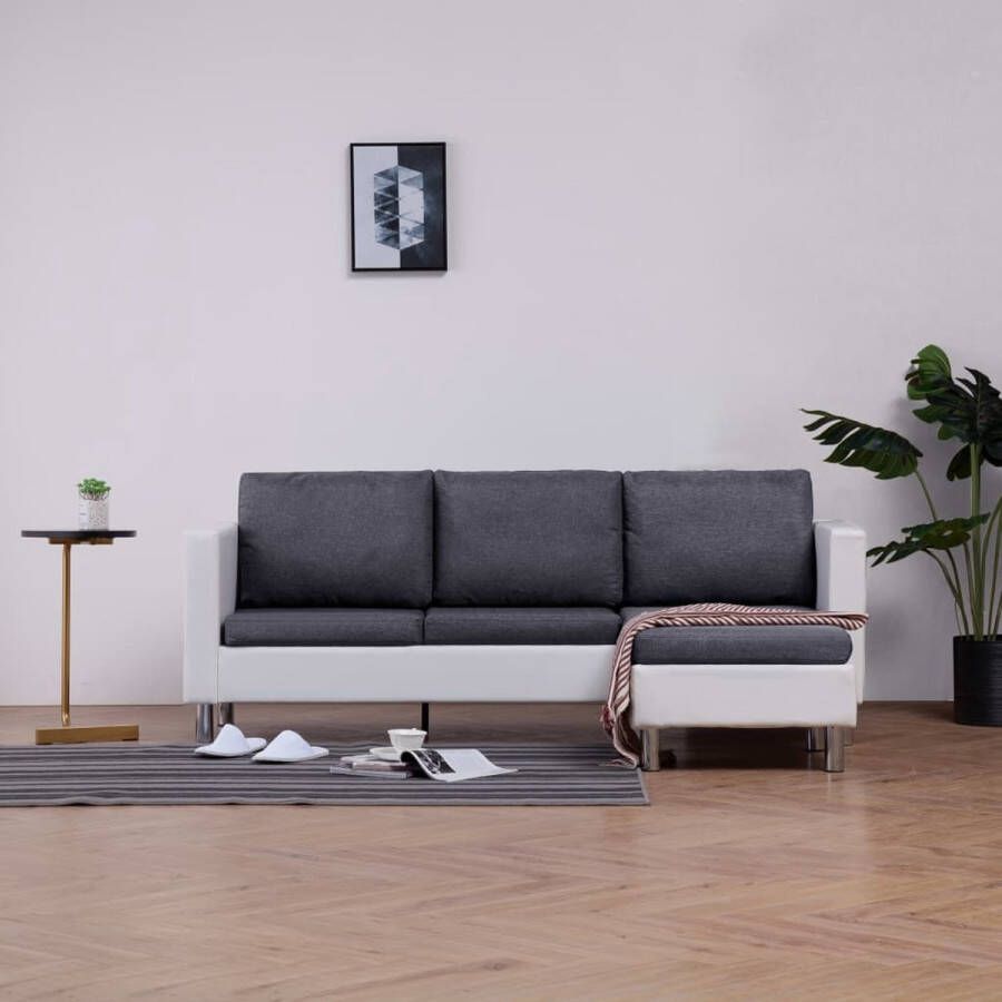 Prolenta Premium Driezitsbank met kussens kunstleer wit