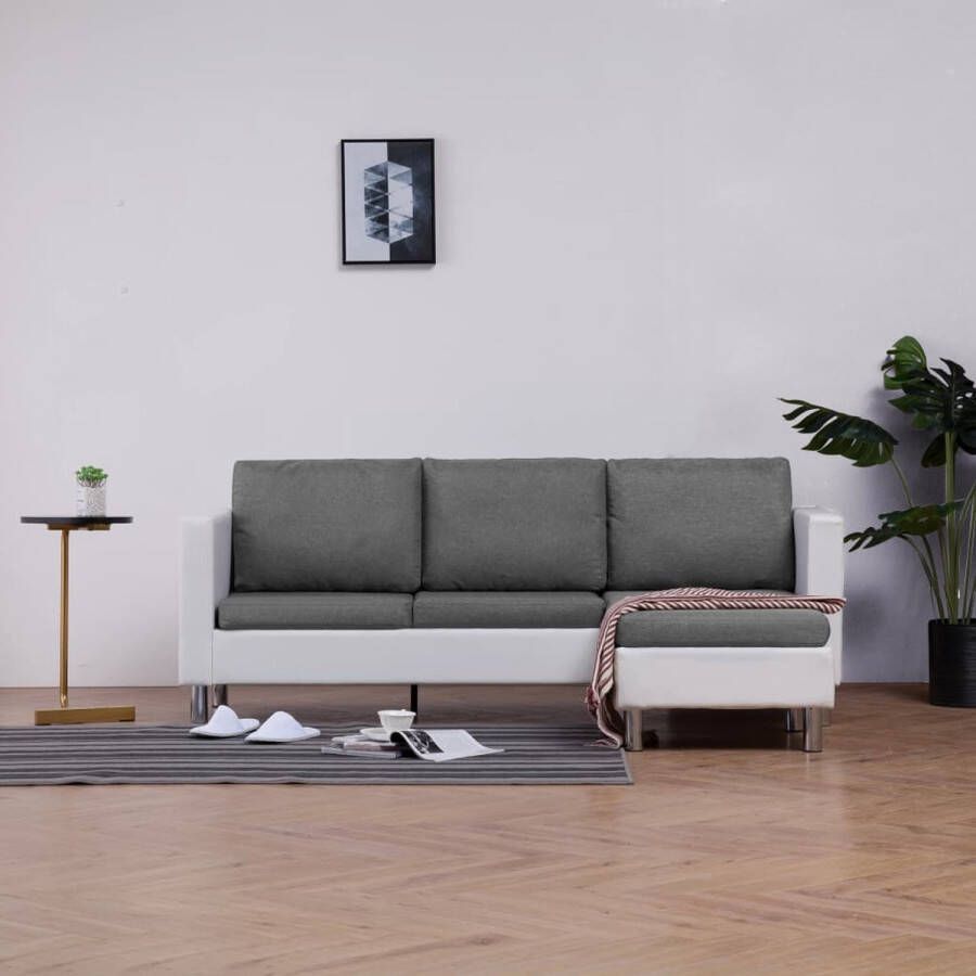 Prolenta Premium Driezitsbank met kussens kunstleer wit