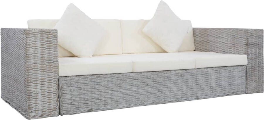 Prolenta Premium Driezitsbank met kussens natuurlijk rattan grijs