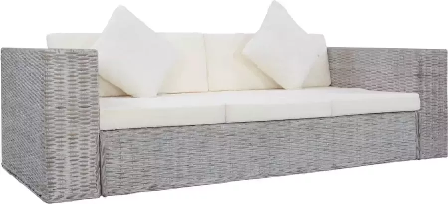 Prolenta Premium Driezitsbank met kussens natuurlijk rattan grijs