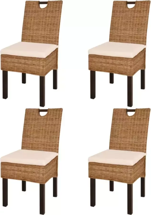 Prolenta Premium Eetkamerstoel 4 st kubu rattan mangohout