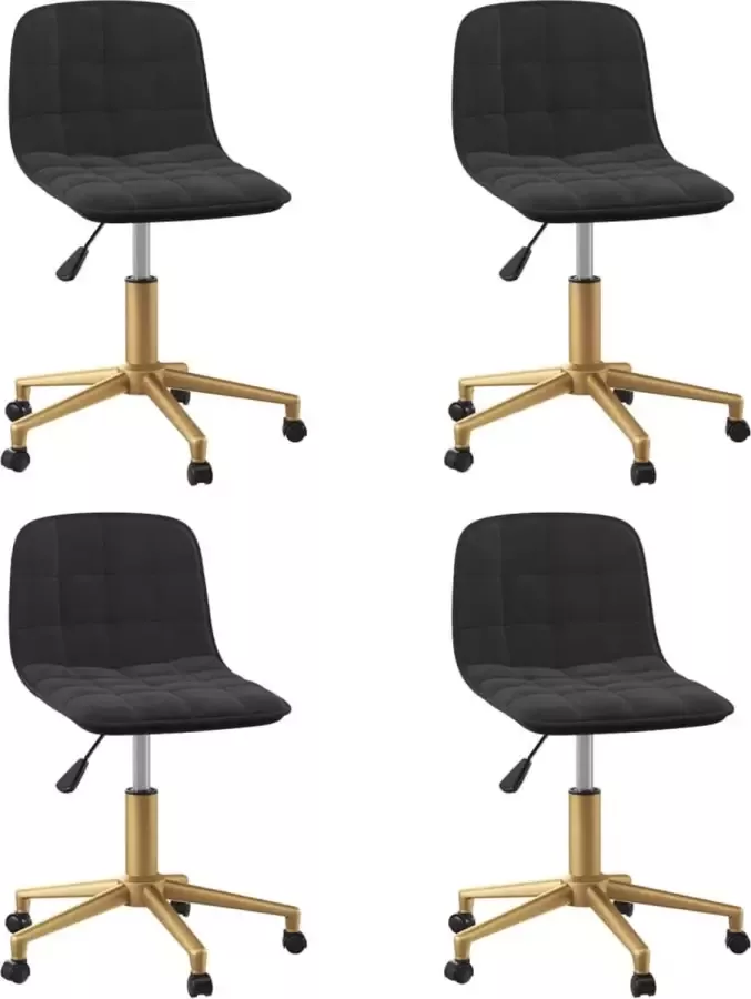 Prolenta Premium Eetkamerstoel draaibaar 4 st fluweel zwart