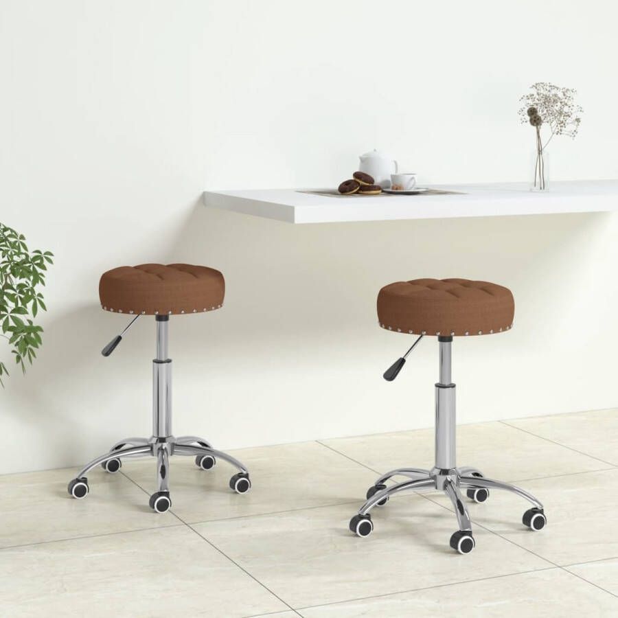 Prolenta Premium Eetkamerstoelen 2 st draaibaar stof bruin