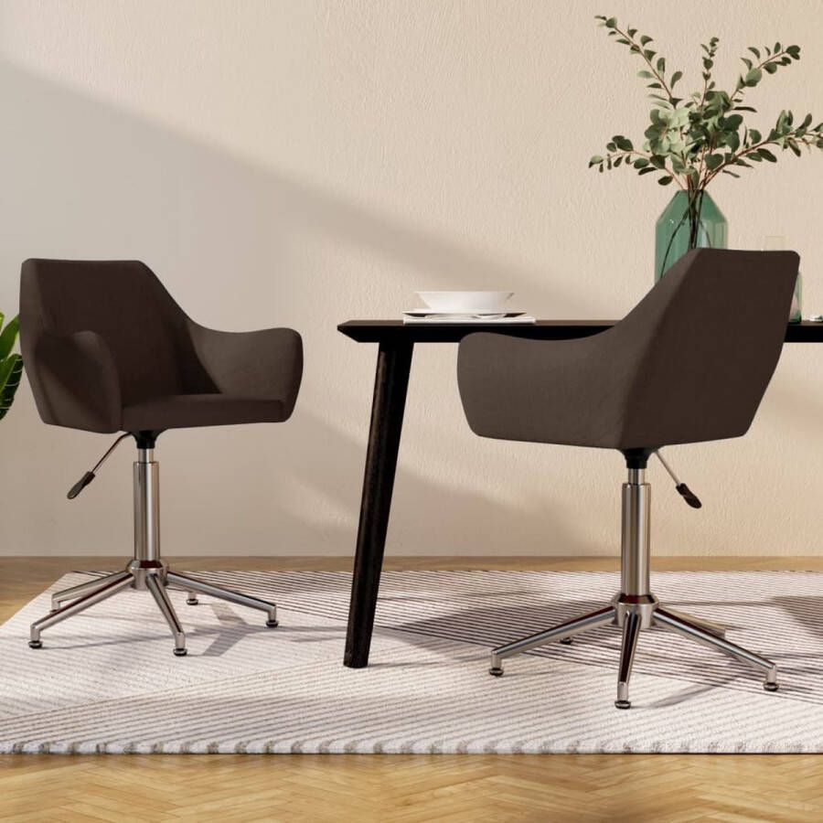 Prolenta Premium Eetkamerstoelen 2 st draaibaar stof bruin