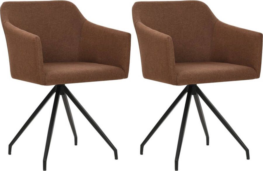 Prolenta Premium Eetkamerstoelen 2 st draaibaar stof bruin
